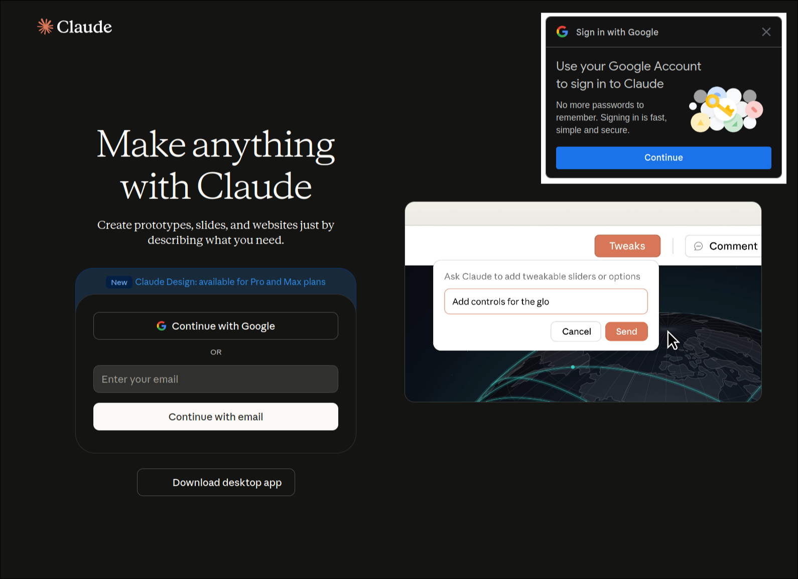 The Claude sign-up page at claude.ai