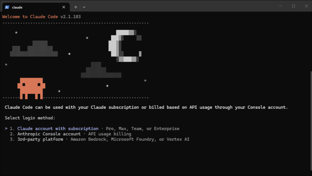 Claude Code first-run setup question in the terminal